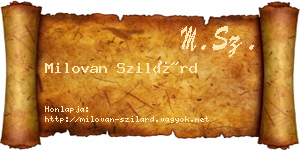 Milovan Szilárd névjegykártya